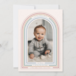Rainbow Line Arch 1st Birthday Invitation