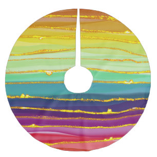 Rainbow lines: abstract luxury composition. brushed polyester tree skirt