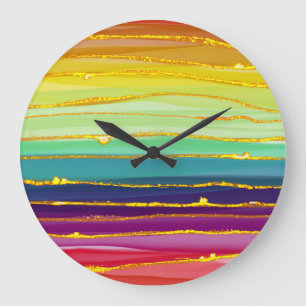 Rainbow lines: abstract luxury composition. large clock