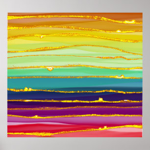Rainbow lines: abstract luxury composition. poster