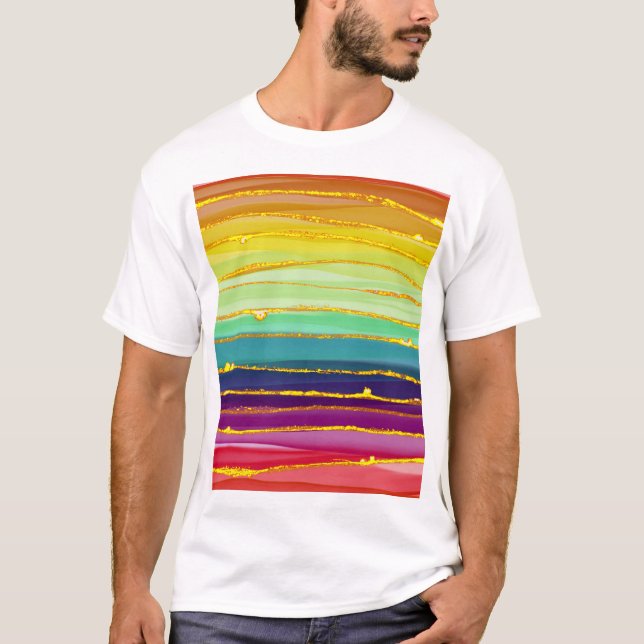 Rainbow lines: abstract luxury composition. T-Shirt (Front)