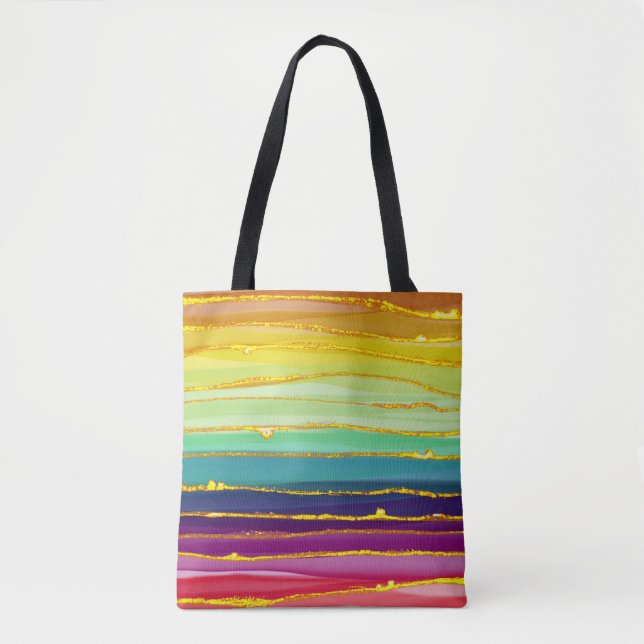 Rainbow lines: abstract luxury composition. tote bag (Front)