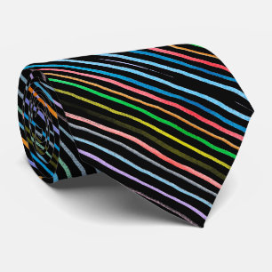 Rainbow lines in black background tie
