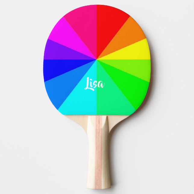 Rainbow lines ping pong paddle (Front)