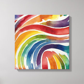 Rainbow lines Watercolor wall art