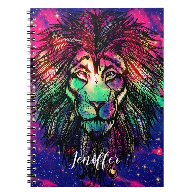 Rainbow Lion Hipster Galaxy                        Notebook (Front)
