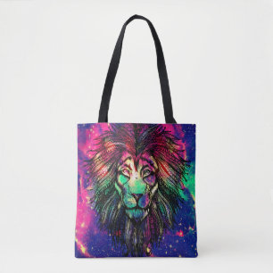 Rainbow Lion Hipster Galaxy Tote Bag