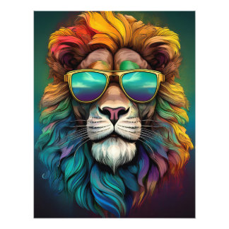 🦁 Rainbow Lion Poster – Fierce Meets Funky