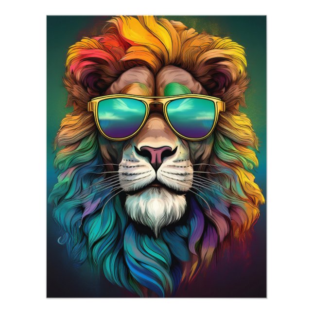 🦁 Rainbow Lion Poster – Fierce Meets Funky (Front)