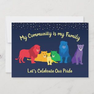 Rainbow Lion Pride LGBT Pride Party  Invitation