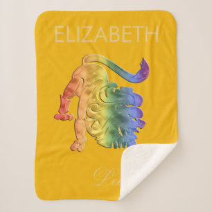 Rainbow Lion Zodiac Star Sign Leo Sherpa Blanket