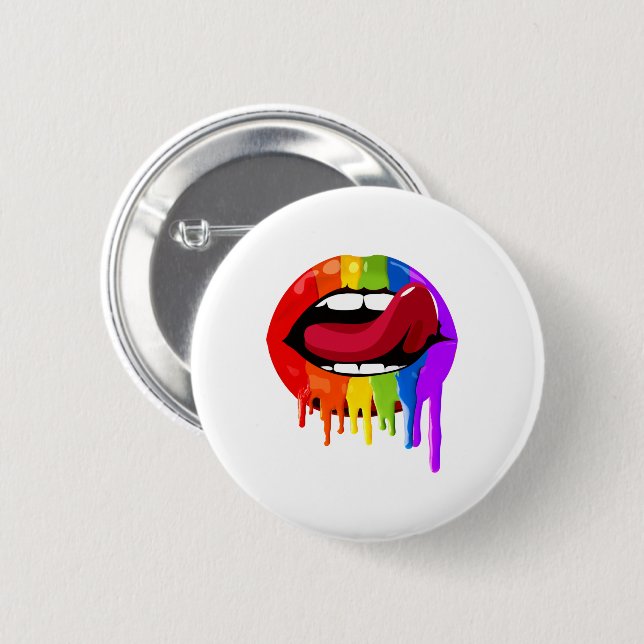 RAINBOW LIPS 6 CM ROUND BADGE (Front & Back)