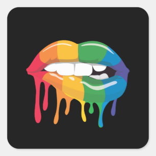 Rainbow lips best gift square sticker