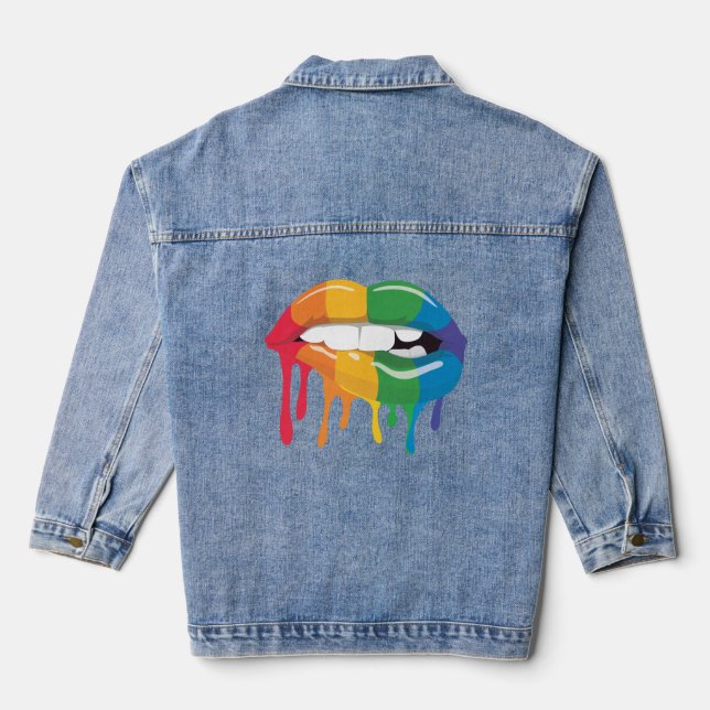 Rainbow Lips Denim Jacket (Back)