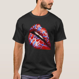 Rainbow Lips Fashion Lip Print Colourful T-Shirt
