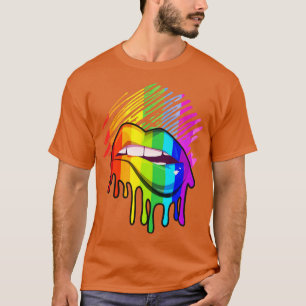Rainbow Lips LGBTQ LGBT Pride Month Rainbow Flag T-Shirt
