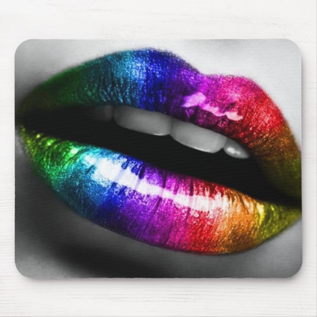 Rainbow lips makeup artist mousepad (Front)