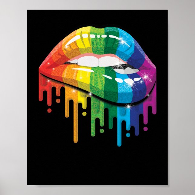 Rainbow Lips Pride Gay Lesbian LGB Gift Poster (Front)