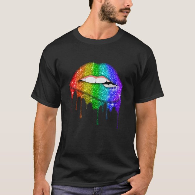 Rainbow Lips Pride Gay Lesbian LGBT Gift T-Shirt (Front)