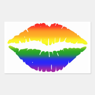Rainbow Lips Rectangular Sticker