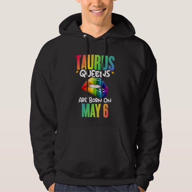 Rainbow Lips Taurus Queens Birthday Zodiac Sign As Hoodie (Front)