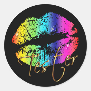 Rainbow Lips - Tester Classic Round Sticker