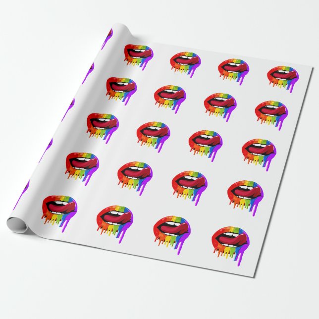 RAINBOW LIPS WRAPPING PAPER (Unrolled)