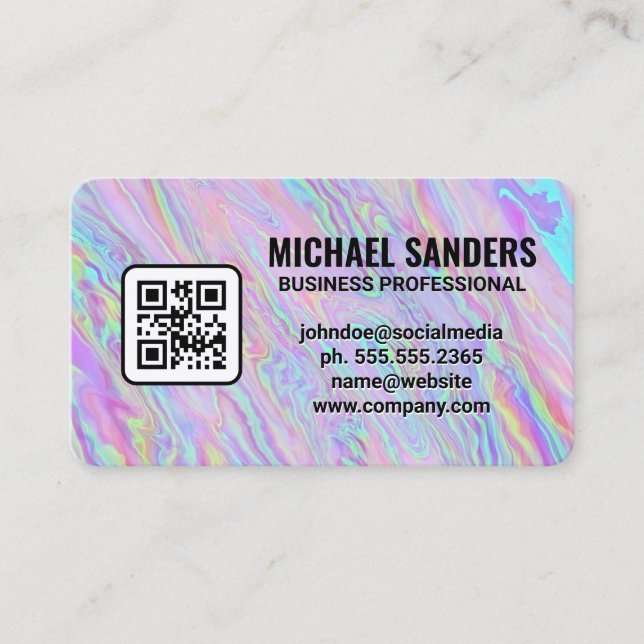 Rainbow Liquid Background Business Card (Front)