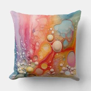 Rainbow Liquid Pour Cells Art Abstract Design Cushion