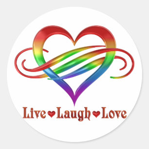 Rainbow Live Laugh Love Classic Round Sticker