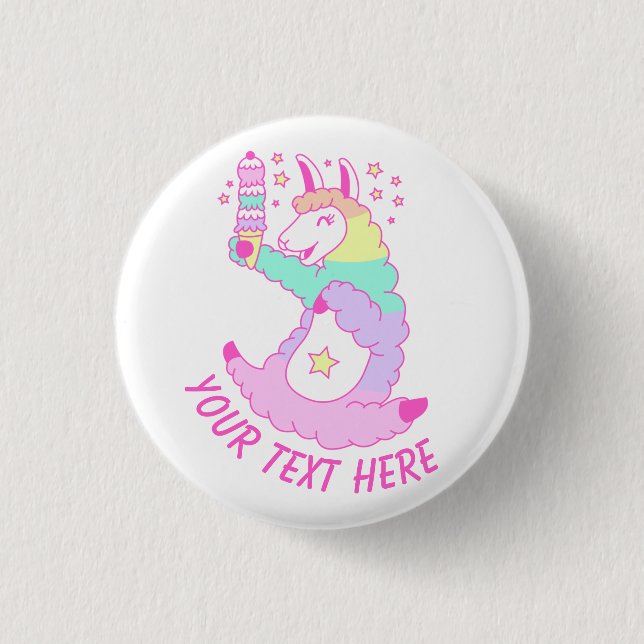 Rainbow Llama  3 Cm Round Badge (Front)