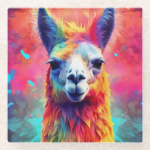Rainbow Llama Glass Coaster