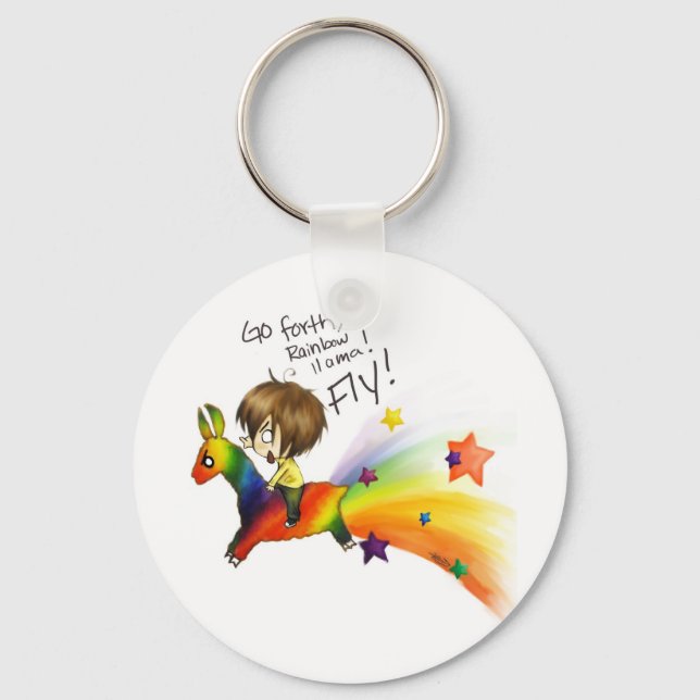 Rainbow Llama Key Ring (Front)