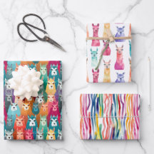 Rainbow Llama Party Gift Wrap Set