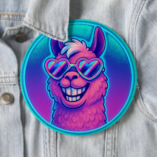 Rainbow Llama with Heart Pride Shades 6 Cm Round Badge