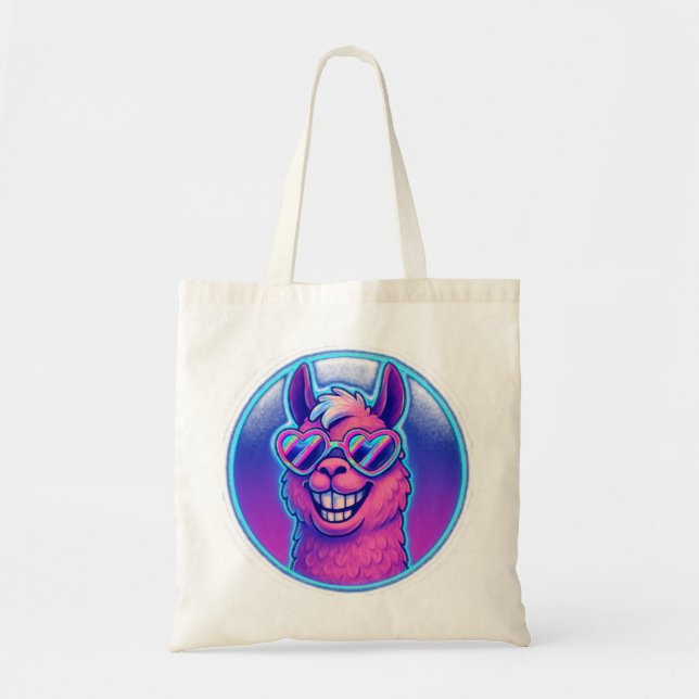 Rainbow Llama with Heart Pride Shades Tote Bag (Front)