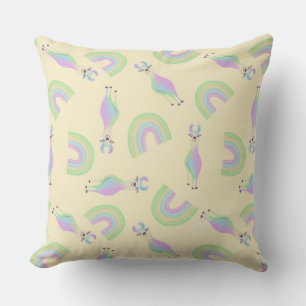 Rainbow Llamas Throw Pillow - yellow