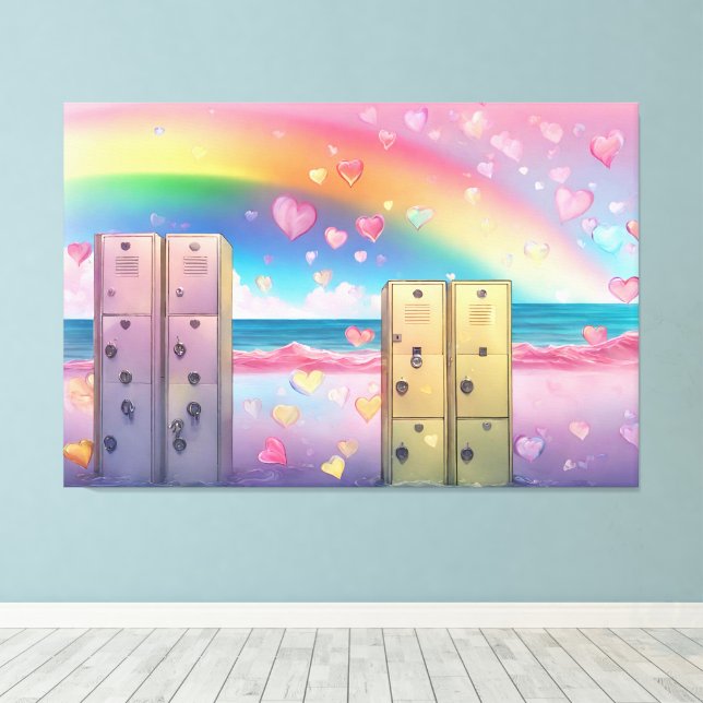 Rainbow Lockers AI art  Canvas Print (Insitu(Wood Floor))