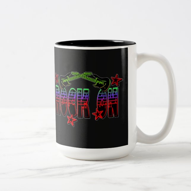 Rainbow Logo Rock On Guitars & Stars Mug (Right)
