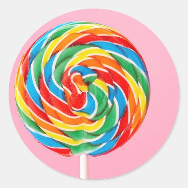 Rainbow Lollipop Classic Round Sticker (Front)