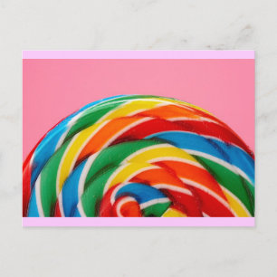 Rainbow Lollipop Close-Up Postcard