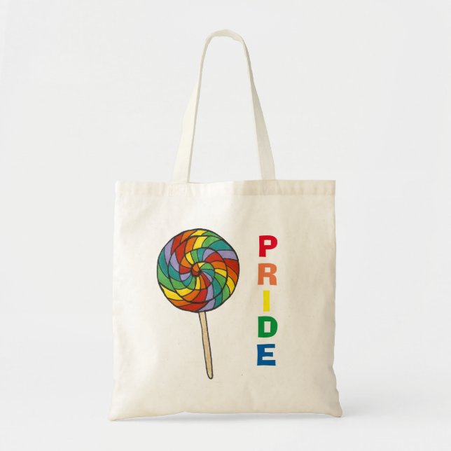 Rainbow Lollipop Pride Tote Bag (Front)