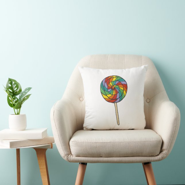 Rainbow Lollipop Sweet Lolly Lollies Candy Pride Cushion (Chair)