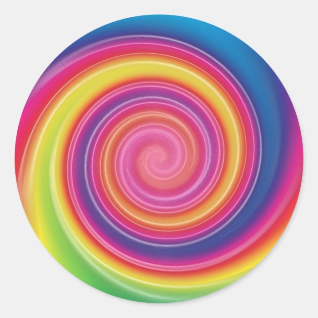 Rainbow Lollypop Colourful swirl Classic Round Sticker (Front)