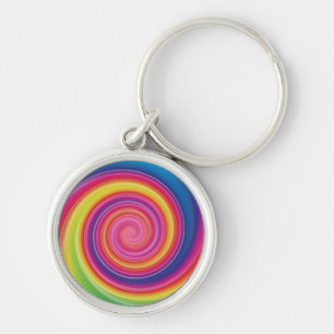 Rainbow Lollypop Colourful swirl Key Ring