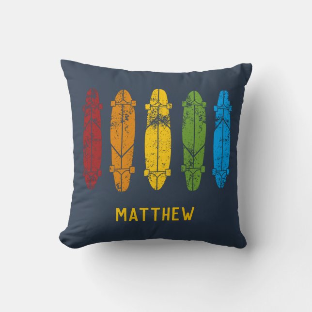 Rainbow Longboards Skateboards Personalised Cushion (Front)