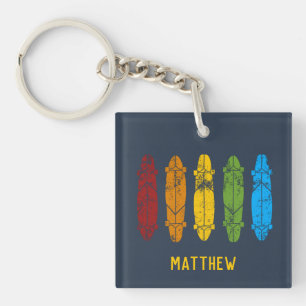 Rainbow Longboards Skateboards Personalised Key Ring