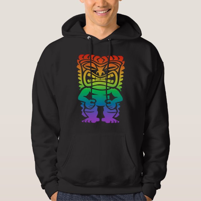 Rainbow Lono Hawaiian Tiki God Polynesian Tribal H Hoodie (Front)