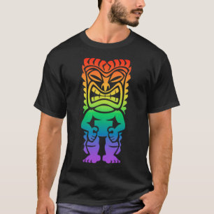 Rainbow Lono Hawaiian Tiki God Polynesian Tribal H T-Shirt