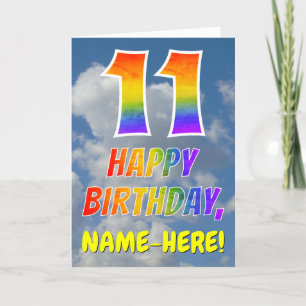 Rainbow Look "11" & "HAPPY BIRTHDAY", Clouds, Sky Card
